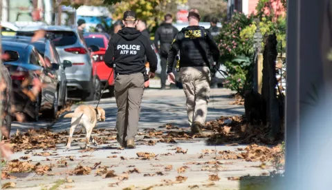 epa11801726 Police investigate a house in the 7th Ward in New Orleans, Louisiana, USA, 01 January 2025. At least 10 people are dead and 30 injured after a man drove a white pickup truck into a crowd on Bourbon Street. The driver was killed in a shootout with police. The FBI is investigating the incident as an act of terrorism. EPA/SHAWN FINK