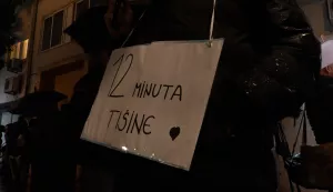 Podgorica, 03.01.2025. - Oko tisuću prosvjednika, prema procjeni crnogorskih medija, okupilo se u petak navečer ispred zgrade crnogorske vlade kako bi prosvjedovali zbog tragedije koja je 1. siječnja zadesila Cetinje i masovnog ubojstva u tom gradu, dok se u zgradi vlade održavala sjednica Vijeća za nacionalnu sigurnost. Prosvjednici su tražili odgovornost i smjenu kompletnog vodstva u sustavu sigurnosti. Nosili su transparente na kojima pi&scaron;e "Ruke su vam krvave", "Sistem vam je truo" i "12 minuta ti&scaron;ine" i skandiraju "Ubojice, izađite napolje" i "Ostavke". Također izvikivali su imena žrtava tragedije koja se u srijedu dogodila u Cetinju, kada je Cetinjanin Aco Martinović usmrtio 12 osoba.foto HINA/ TANJUG/ MEDIA BIRO, fotografija niske rezolucije/ nr/ ml