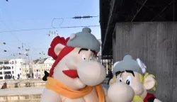 The mascots of the Ice Hockey World Championship Asterix and Obelix pose during the presentation of the Thalys World Championship Train for the IIHF Ice Hockey World Championship, taking place from 5 May to 21 May 2017 in Cologne and Paris, at the central station in Cologne, Germany, 16 March 2017. - NO WIRE SERVICE - Photo: Horst Galuschka/dpa/Horst Galuschka dpa /DPA/PIXSELL