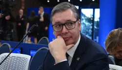 epa11707163 Serbian President Aleksandar Vucic attends a plenary session of the 5th summit of the European Political Community (EPC) held in Puskas Arena in Budapest, Hungary, 07 November 2024 EPA/ZOLTAN MATHE HUNGARY OUT