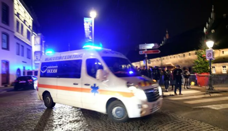 epa07224664 A French emergency vehicle enters the shooting site at the Christmas Market in Strasbourg, Alsace, France, 11 December 2018. According to latest report, two people are dead and 11 people are injured. The gunman is reported to be at large and the motive for the attack is still unclear. EPA/PATRICK SEEGER