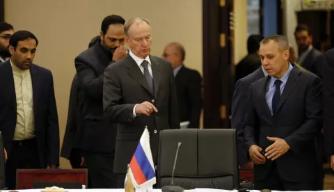 epa07047791 Secretary of the Security Council of the Russian Federation Nikolai Patrushev arrives during the first Regional Security Dialogue Summit in Tehran, Iran, 26 September 2018. Media reported that the first summit of regional security dialogue held in Tehran, with Iran, Russia, China, India, and Afghanistan attended. The meeting will address ways of fighting terrorism and extremism as well as new threats of terrorism in west of Asia. EPA/STR