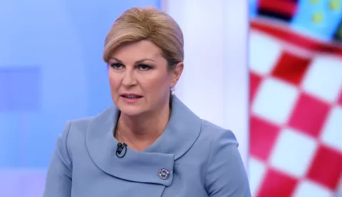 Zagreb, 17.12.2019. - Sučeljavanje predsjedničkih kandidata na HRT-u. Na fotografiji Kolinda Grabar-Kitarović. foto HINA/ Lana SLIVAR DOMINIĆ/ lsd