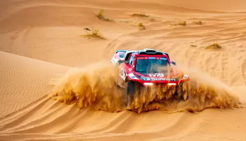 epa11820528 Jean Pierre Strugo of France and Christophe Crespo of France compete with their MD Optimus for MD Rallye Sport during Stage 7 of the 2025 Dakar Rally from Al Duwadimi to Al Duwadimi, Saudi Arabia, 12 January 2025. EPA/Gerard Laurenssen