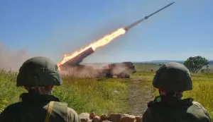 epa10163910 A handout photo made available by the press service of the Russian Defence Ministry on 06 September 2022 shows Russian servicemen firing a BM-27 Uragan (Hurricane) multiple rocket launch system during the Vostok 2022 strategic command and staff exercise at the Sergeyevsky training ground near Vladivostok, Primorsky Krai region, Russia. The Vostok 2022 strategic command and staff exercise takes place from 01 to 07 September 2022 and involves over 50,000 servicemen and more than 5,000 units of weapons and military equipment. EPA/RUSSIAN DEFENCE MINISTRY PRESS SERVICE HANDOUT -- MANDATORY CREDIT -- HANDOUT EDITORIAL USE ONLY/NO SALES