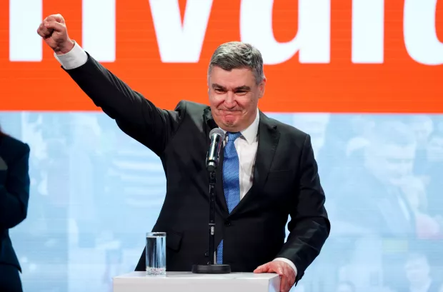 Zagreb, 12.01.2025 - Zoran Milanović po drugi puta izabran je za Predsjednika Republike Hrvatske na predsjedničkim izborima u Hrvatskoj. Na slici Zoran Milanović obratio se okupljenima.foto HINA/ 