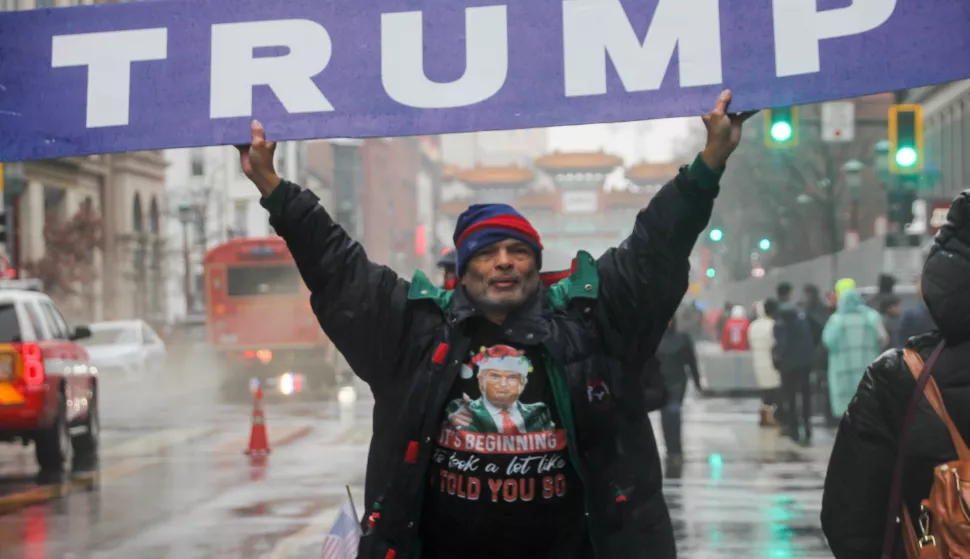 USA, WASHINGTON, D.C. - JANUARY 19, 2025: A man supports President-elect Donald Trump on Inauguration Day, with security tightened and the city area adjacent to the White House and the Capitol Building closed to traffic in the run-up to the ceremony for Trump scheduled for 12 pm (8pm Moscow time). Roman Balandin/TASS/Sipa USA Photo: Tass/SIPA USA