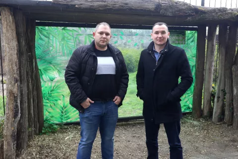 Osijke, 07. 04. 2023, Zoo vrt Osijek. Press konferecnija u povodu dolaska novog stanara Zoo vrta. Voditellj Zoo vrta Nikica Jukic i direktor UNIKOM Igor Pandzic. snimio GOJKO MITIĆ