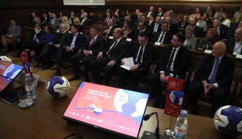 Zagreb, 20.01.2025 - Hrvatska gospodarska komora (HGK) organizirala je dvodnevni Hrvatsko-slovenski sportsko-gospodarski forum, o perspektivama i idejama za usporedni razvoj zajedničkih potencijala na području gospodarstva i sporta.foto HINA/ Denis CERIĆ /dc