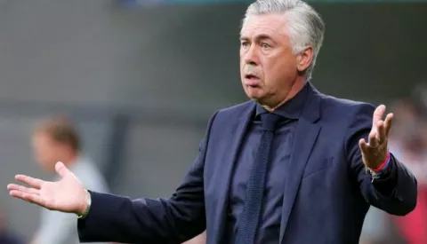 epa06232201 (FILE) - Bayern's head coach Carlo Ancelotti reacts during the German Bundesliga soccer match between TSG 1899 Hoffenheim and FC Bayern Munich in Sinsheim, Germany, 09 September 2017 (reissued 28 September 2017). According to reports, FC Bayern Munich dismissed Carlo Ancelotti from his post as head coach on 28 September 2017. EPA/ARMANDO BABANI