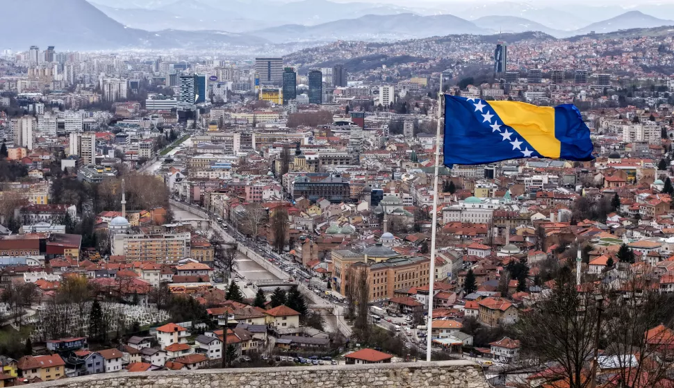 10.01.2025., Sarajevo, Bosna i Hercegovina - Pogled iz zraka na Tvrdjavu Bijela tabija, koja se nalazi na brdu sa kojeg se pruza fascinantan pogled na Sarajevo. Bijela tabija je Nacionalni spomenik Bosne i Hercegovine i jedna je od pet utvrda koje su cinile odbrambeni bedem starog grada Vratnika. Photo: Armin Durgut/PIXSELL