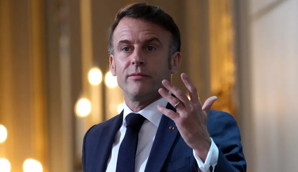 epa11808799 French President Emmanuel Macron delivers his speech to French ambassadors posted around the world, at the Elysee Palace in Paris, France, 06 January 2025. EPA/AURELIEN MORISSARD/POOL MAXPPP OUT