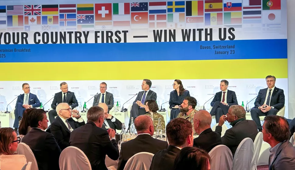 Davos, 23.1.2025.- Predsjednik Vlade RH Andrej Plenkovi? na Svjetskom ekonomskom forumu u Davosu sudjelovao je na panelu "Ukrajinski doru?ak". foto HINA/ ua