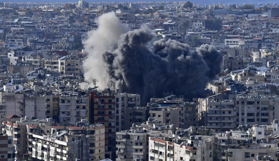 epa11724307 Smoke rises following an Israeli airstrike on the southern suburb of Dahieh, Beirut, Lebanon, 16 November 2024. The Israeli army on 16 November confirmed that a series of airstrikes had been carried out in the Dahieh area, claiming to have targeted Hezbollah weapons storage facilities. According to the Lebanese Ministry of Health, more than 3,400 people have been killed and over 14,500 others have been injured in Lebanon since the escalation in hostilities between Israel and Hezbollah. EPA/STRINGER