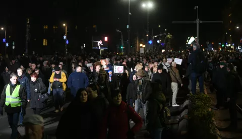 26, January, 2024, Belgrade - A protest by the Serbia Coalition Against Violence was held in front of the Constitutional Court, and then the gathered people walked to RTS. Photo: M.M./ATAImages26, januar, 2024, Beograd - Ispred Ustavnog suda je odrzan protest koalicije Srbija protiv nasilja, a potom su okupljeni prosetali do RTS-a. Photo: M.M./ATAImages Photo: M.M./ATAImages/PIXSELL