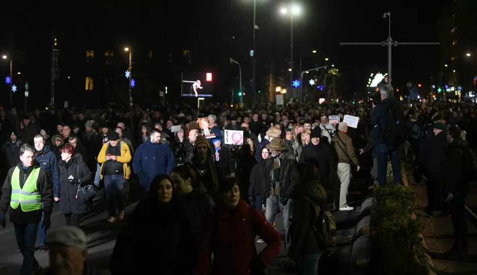 26, January, 2024, Belgrade - A protest by the Serbia Coalition Against Violence was held in front of the Constitutional Court, and then the gathered people walked to RTS. Photo: M.M./ATAImages26, januar, 2024, Beograd - Ispred Ustavnog suda je odrzan protest koalicije Srbija protiv nasilja, a potom su okupljeni prosetali do RTS-a. Photo: M.M./ATAImages Photo: M.M./ATAImages/PIXSELL