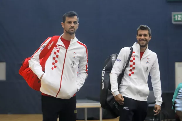 Osijek, 27 1. 2025.-Trening Davis Cup reprezentacije Hrvatske. Foto Mario Ćužić/HTS