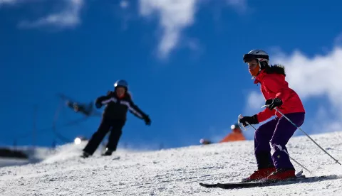 23.02.2022., Soriska planina, Slovenija - Soriska planina skijaliste iznad Bohinjske bistrice privuklo je velik broj skijasa iz Slovenije koji imaju skolske praznike isto kao i mi u Hrvatskoj. Nazalost medju brojnim posjetiteljima goste iz Hrvatske se moze nabrojati na prste jedne ruke. Photo: Igor Soban/PIXSELL