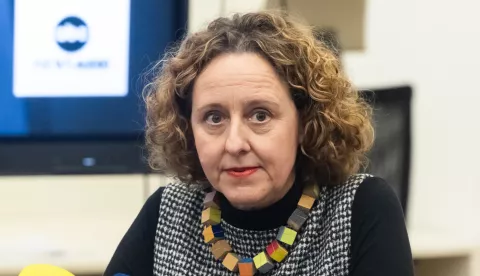 Zagreb, 23.01.2025. - Nakon objave Američke akademije filmske umjetnosti i znanosti o nominaciji kratkometražnog igranog filma Neboj&scaron;e Slijepčevića Čovjek koji nije mogao &scaron;utjeti, ekipa filma organizirala je druženje s novinarima.Na fotografiji Nina Obuljen Koržinek.foto HINA/ Edvard &Scaron;U&Scaron;AK/ es