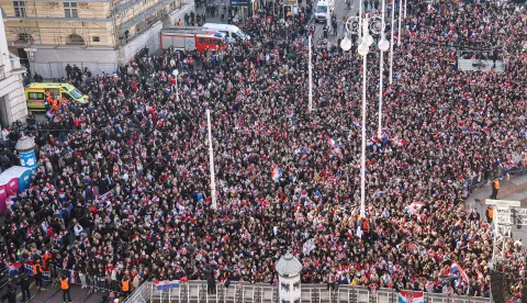 03.02.2025., Zagreb - Svecani docek hrvatske rukometne reprezentacije u Zagrebu nakon osvojenog drugog mjesta na Svjetkom prvenstvu. Photo: Luka stanzl/PIXSELL