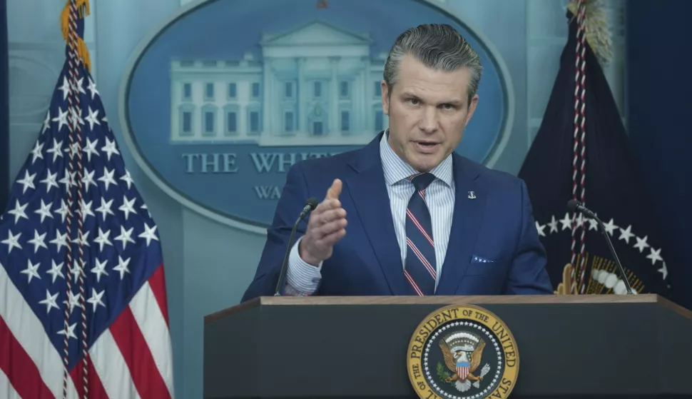 epa11864134 US Secretary of Defense Pete Hegseth speaks during a press conference with US President Donald Trump (not pictured) called in response to the fatal collision of a passenger airplane and a US military helicopter last night, at the White House in Washington, DC, USA, 30 January 2025. According to preliminary statements from the United States Federal Aviation Administration (FAA) and other officials, a PSA Airlines Bombardier CRJ700 regional jet, carrying 64 people, collided in midair on 29 January 2025 evening with a US Army Black Hawk helicopter, carrying three US service members, while on approach to Ronald Reagan National Airport, likely killing everyone on board. EPA/CHRIS KLEPONIS/POOL