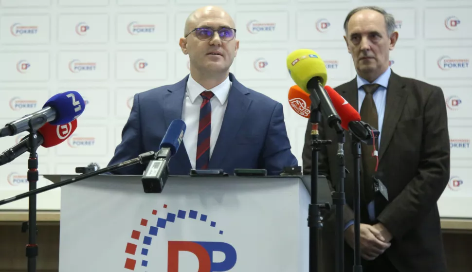 Zagreb, 24.02.2025 - Glavni tajnik Domovinskog pokreta Josip Dabro održao je konferenciju za novinare o stanju u Hrvatskim &scaron;umama. Na fotografiji Josip Dabro, Berislav Živković. foto HINA/ Denis CERIĆ /dc