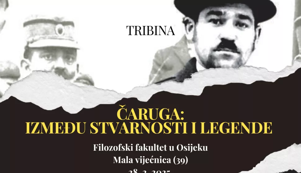 Tribina o Čarugi na Filozofskom fakultetu, u okviru projekta FUZ&JA - vizual - plakat