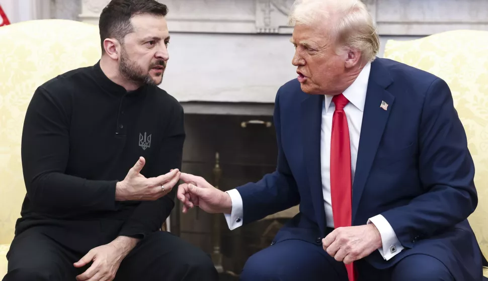 epa11930789 Ukrainian President Volodymyr Zelensky (L) talks with US President Donald Trump (R) in the Oval Office of the White House in Washington, DC, USA, 28 February 2025. Zelensky is in Washington to sign the framework of a deal, pushed by President Trump, to share Ukraines's mineral wealth with the US. EPA/JIM LO SCALZO/POOL