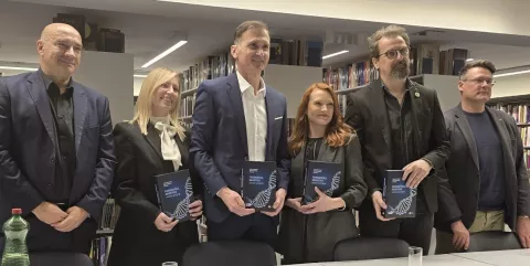 Promocija knjige "Forenzička genetika: osnove i primjena",, Gordan Lauc, Andrea Ledić, Dragan Primorac, Jelena &Scaron;arac, Damir Marjanović, Ivor Janković