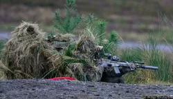 04 December 2024, Lower Saxony, Bergen: Snipers on the training ground during the MILEX24 military exercise. From November 25 to December 10, 2024, the EU is conducting a combat exercise with 1700 soldiers from 15 member states at the Bergen military training area. Photo: Philipp Schulze/dpa Photo: Philipp Schulze/DPA