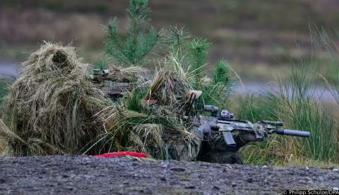 04 December 2024, Lower Saxony, Bergen: Snipers on the training ground during the MILEX24 military exercise. From November 25 to December 10, 2024, the EU is conducting a combat exercise with 1700 soldiers from 15 member states at the Bergen military training area. Photo: Philipp Schulze/dpa Photo: Philipp Schulze/DPA