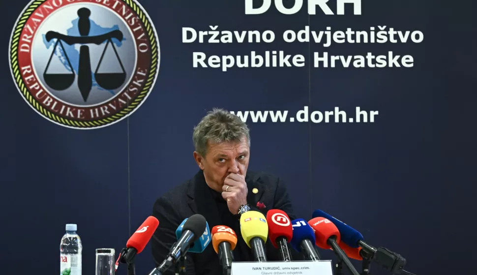 Zagreb, 15.11.2024. - Izjava za medije Glavnog državnog odvjetnika Ivana Turudića povodom uhićenja bivšeg ministra zdravstva Vilija Berošami suokrivljenika u akciji USKOK-a i EPPO-a.Na fotografiji Ivan Turudić.foto HINA/ Edvard ŠUŠAK/ es