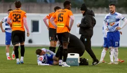 06.04.2025., Stadion Subicevac, Sibenik - SuperSport HNL, 28. kolo, HNK Sibenik - NK Osijek. Simun Mikolcic i Morrison Agyemang. Photo: Sime Zelic/PIXSELL