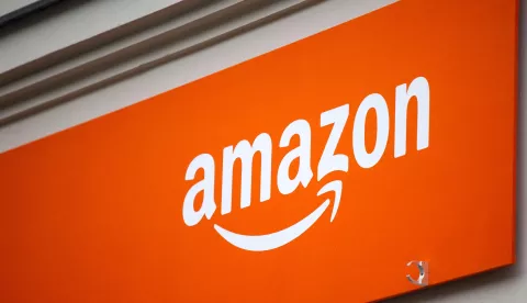 epa07182672 A sign of an Amazon pop-up store at the central Mitte district's shopping avenue of Kurfuerstendamm, in Berlin, Germany, 22 November 2018. The online shopping giant opens a six days pop-up store in the heart of the German capital, offering a variety of Christmas gifts, 'Home of Christmas' will be open to the public from 22 to 27 November 2018. EPA/OMER MESSINGER