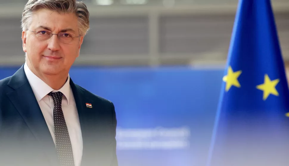epa11975547 Croatian Prime Minister Andrej Plenkovic arrives for a European Council summit in Brussels, Belgium, 20 March 2025. Competitiveness, the latest developments in Ukraine and the European defense policy will be discussed by EU leaders at the summit. EPA/OLIVIER MATTHYS