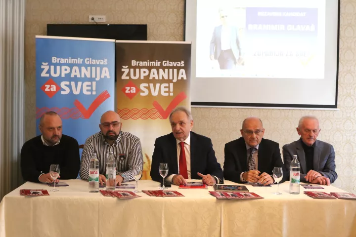 Osijek, 18. 0425, Hotel Waldinger, press konferencija, Branimir Glavas&scaron;, nezavisni kandidat za župana, i koaliciski prartneri iz HSS-a i HDSSB-a.snmio GOJKO MITIĆ
