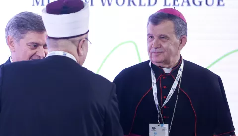 12.02.2024., Sarajevo, Bosna i Hercegovina - U Sarajevu otvorena međunarodna konferencija "Clanovi parlamenata i vjerski lideri za mir i suzivot" koja je okupila oko 400 ucesnika koji ce razmatrati teme suzivota i mira u svijetu punom globalnih prijetnji i izazova. Medju ucesnicima konferencije je i bivsa predsjednica Republike Hrvatske Kolinda Grabar-Kitarovic. Photo: Armin Durgut/PIXSELL