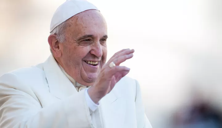 December 17, 2014: Pope Francis, who's 78th birthday is today, waves as he arrives to lead his general audience at the Vatican. Photo: ?MASSIMILIANO MIGLIORATO/CPP/ipa-agency.net/IPA