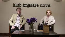Osijek, 23. 04. 2025., Knjižara Nova, promocija knjige, Moramo misliti na važnije stvari, Tea Gikić - autorica, Andrija Škare - urednik SNIMIO BRUNO JOBST