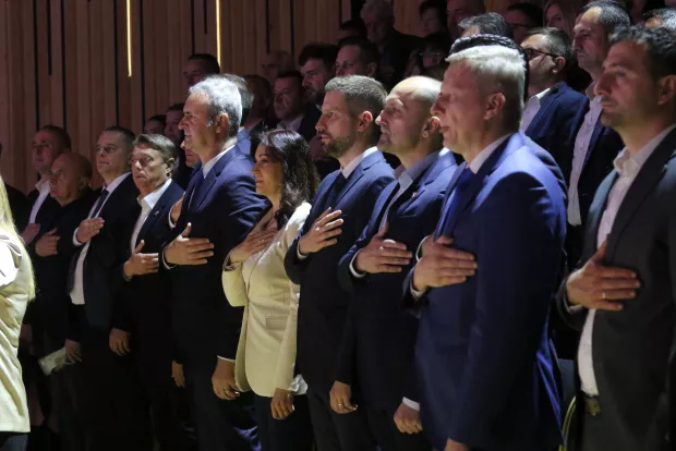 Osijek, 27. 04. 2025, Dvroana Franjo Krežma predstavljanje izbornog programa Ivana Radića u KC Osijek.snimio GOJKO MITIĆ