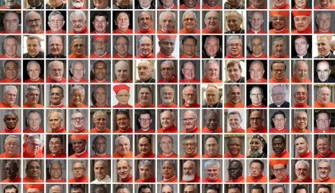 epa12053612 A combo made from handout picture provided by the Vatican Media shows the 135 Cardinal Electors. From top left; 1st row: C. Osoro Sierra, R. Sarah, S. Rylko, J. Coutts, T.P.J. Radcliffe, V. Puljic, A. Canizares Llovera, V.G. Nichols, JP.Kutwa, N.P. Ouedraogo, J. Njue, M. Zenari, C.L.Y.G. Pierre, F.Filoni, J.J. Omella - 2nd row: F. Montenegro, M. Czerny, T.C. Collins, E.P. Tscherrig, G. Betori, J. Braz de Aviz, A.A. dos Santos Marto, J.De Kesel, A.L. Ramazzini Imeri, K.J. Farrell, A.M.R. Patabendige Don, M.A. Poli, W.D. Gregory, M. Semeraro, G.L. Mueller - 3rd row: J.A. Dew, R.L. Burke, L.R. Sako, J. de la Caridad Garcia Rodriguez, B.D. Souraphiel, M. Clemente, G.Petrocchi, P.K.A. Turkson, C. M. Bo, F.R. Ortega, T.A.M. Maeda, L.J. Brenes Solorzano, B.J. Cupich, J. Bozanic, D.N. DiNardo 4th row: F.X.K. Kovithavanij, O.P. Scherer, A. Arborelius, J.M. Harvey, A. Gomes Furtado, C. Aguiar Retes, K. Nycz, C.G. Castillo Mattasoglio, T.M. Dolan, A. Roche, K. Koch, O.J. Tempesta, I. Suharyo Hardjoatmodjo, O. Cantoni, P. Barbarin - 5th row: L.U. Steiner, A.Martinez Flores, S. Francis, L. You Heung-sik, D. Mamberti, J.F. Advincula, J.W. Tobin, C. Lopez Romero, V. Bokalic Iglic, P. Erdo, F.N.A.S. do Rosario Ferrao, W.J. Eijk, R. Marx, A. De Donatis, R.W. McElroy 6th row: D. Tsarahazana, P.Parolin, R.F. Prevost, C. Gugerotti, M.M. Zuppi, L.G. Cabrera Herrera, R. M. Woelki, L. Nemet, S.Brislin, J.Ribat, M. Grech, F.N. Chomali Garib, L.A.G. Tagle, W.S.C. Goh, G.C. Lacroix 7th row: J-C. Hollerich, A.S. Rossi, T.I. Kikuchi, A. Kambanda, C. Langlois, J-M. Aveline, P.V.S. David, D.F. Sturla Berhouet, S. Chow Sau-yan, S. da Rocha, F. Ambongo Besungu, C. Baselios, P. Rugambwa, A.F. Artime, J. Spengler 8th row: I. Bessi Dogbo, A. Poola, S.P.P. Mafi, L.J. Rueda Aparicio, J-P. Vesco, V.M. Fernandez, D.Battaglia, P.E. Okpaleke, D.J. Mathieu, K. Krajewski, S.A.M. Mulla, G. Rys, A.P. Lojudice, F. Baggio, P. Pizzaballa 9th row: J. Cobo Cano, M. Gambetti, J. Tolentino de Mendonca, R