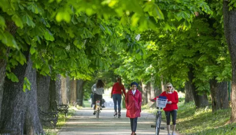 26.04.2020., Osijek - Nakon hladnijeg i kisovitog jutra osjecani docekali suncano vrijeme i izasli u velikom broju u setnju. Photo: Davor Javorovic/PIXSELL