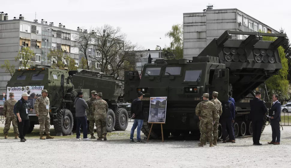 Zagreb, 08.04.2025. - Otvorenje Jadranske vojne i zrakoplovne izložbe i konferencije - ASDA 2025. Na fotografiji HIMARS. foto HINA/ Lana SLIVAR DOMINIĆ/ lsd