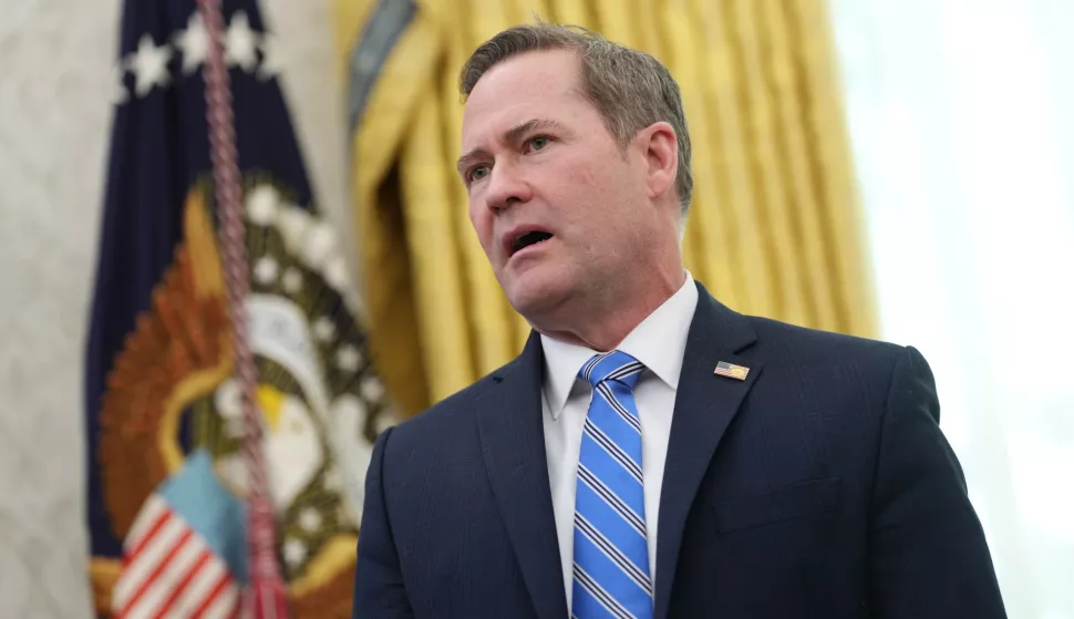 epa11947517 National Security Advisor Michael Waltz speaks as United States President Donald J Trump makes a statement on jobs in the Oval Office of the White House in Washington, DC, USA, 07 March 2025. February jobs report by Bureau of Labor Statistics reported the US added 151,000 jobs. EPA/CHRIS KLEPONIS/POOL