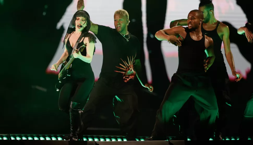 epa12070314 American singer and songwriter Lady Gaga (L) performs during a rehearsal before her concert in Rio de Janeiro, Brazil, 02 May 2025. Gaga will perform at a free concert at the popular Rio de Janeiro beach on 03 May 2025. EPA/ANDRE COELHO