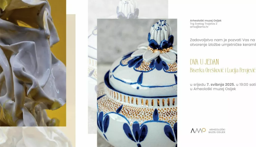 Izložba umjetničke keramike "Dva u jedan" AMO 2005Objedinjuje radove Biserke Orešković i Lucije Perojević