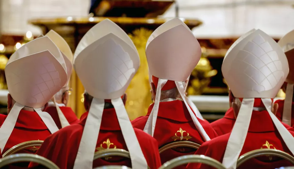 epaselect epa12069734 Cardinals attend the Seventh Novemdiale Mass in memory of late Pope Francis in Saint Peter's Basilica, Vatican City, 02 May 2025. Pope Francis passed away on Easter Monday, 21 April 2025, at the age of 88, and was buried in the Papal Basilica of St. Mary Major in Rome on 26 April. EPA/GIUSEPPE LAMI