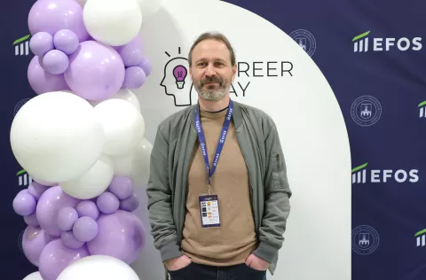 Osijek, 06. 05. 2025., EFOS, Carrer day, Dan karijera, AIESEC, otvorenje, štandovi, Zorin Radovančević - panelistSNIMIO BRUNO JOBST