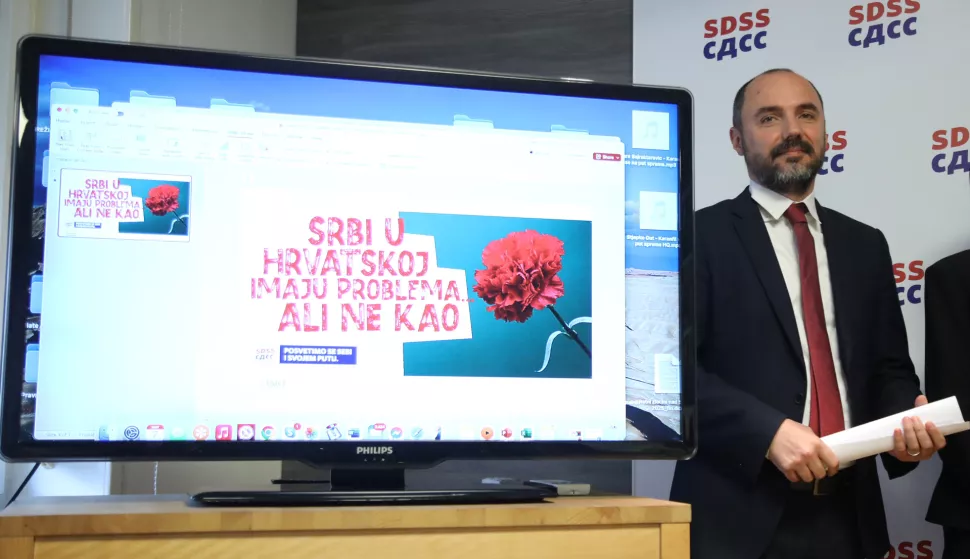 Zagreb, 07.05.2025 - Predstavljanje predizborne kampanje Samostalne demokratske srpske stranke (SDSS) za predstojeće lokalne izbore pod nazivom "Posvetimo se sebi i svom zavičaju". Na fotografiji Boris Milošević.foto HINA/ Denis CERIĆ /dc
