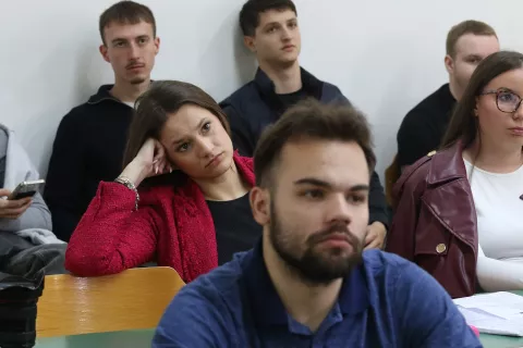 Osijek, 05. 05. 2025, Pravni fakultet, Dan Europe: Tribina za mlade, gost Hristo Hristov.snimio GOJKO MITIĆ